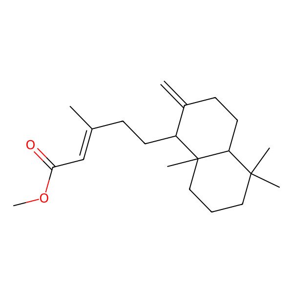 2D Structure of methyl 5-(5,5,8a-trimethyl-2-methylidene-3,4,4a,6,7,8-hexahydro-1H-naphthalen-1-yl)-3-methylpent-2-enoate