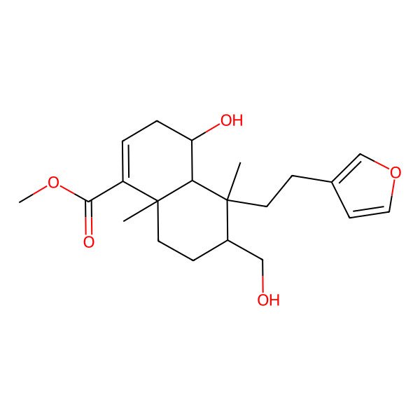 2D Structure of Methyl 5-[2-(furan-3-yl)ethyl]-4-hydroxy-6-(hydroxymethyl)-5,8a-dimethyl-3,4,4a,6,7,8-hexahydronaphthalene-1-carboxylate