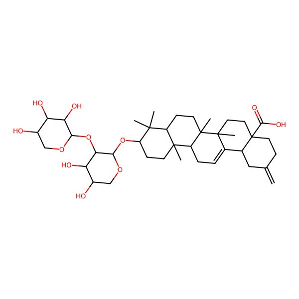 2D Structure of 10-[4,5-Dihydroxy-3-(3,4,5-trihydroxyoxan-2-yl)oxyoxan-2-yl]oxy-6a,6b,9,9,12a-pentamethyl-2-methylidene-1,3,4,5,6,6a,7,8,8a,10,11,12,13,14b-tetradecahydropicene-4a-carboxylic acid