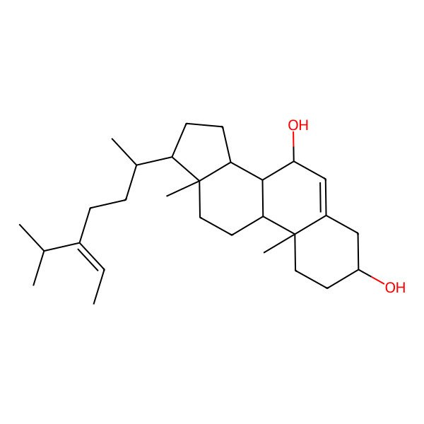 2D Structure of (3S,7S,8S,9S,10R,13R,14S,17R)-10,13-dimethyl-17-[(E,2R)-5-propan-2-ylhept-5-en-2-yl]-2,3,4,7,8,9,11,12,14,15,16,17-dodecahydro-1H-cyclopenta[a]phenanthrene-3,7-diol