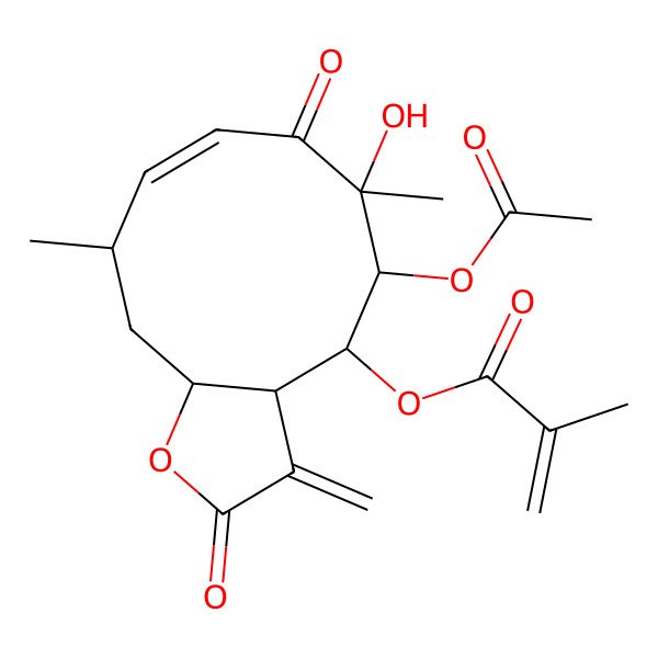 2D Structure of [(3aS,4S,5R,6R,8Z,10R,11aR)-5-acetyloxy-6-hydroxy-6,10-dimethyl-3-methylidene-2,7-dioxo-3a,4,5,10,11,11a-hexahydrocyclodeca[b]furan-4-yl] 2-methylprop-2-enoate