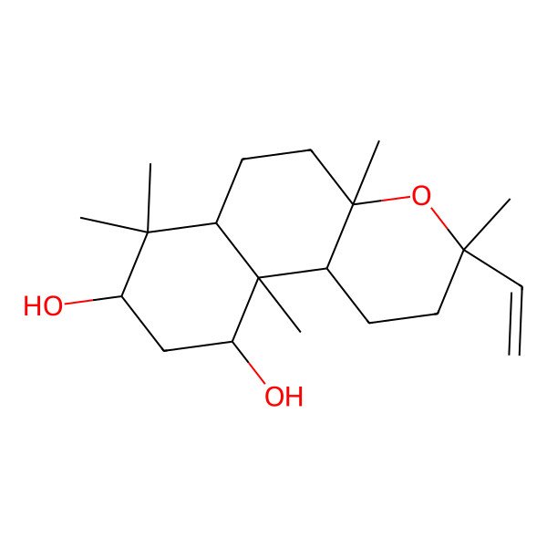 2D Structure of (3S,4aS,6aR,8S,10S,10aR,10bS)-3-ethenyl-3,4a,7,7,10a-pentamethyl-2,5,6,6a,8,9,10,10b-octahydro-1H-benzo[f]chromene-8,10-diol