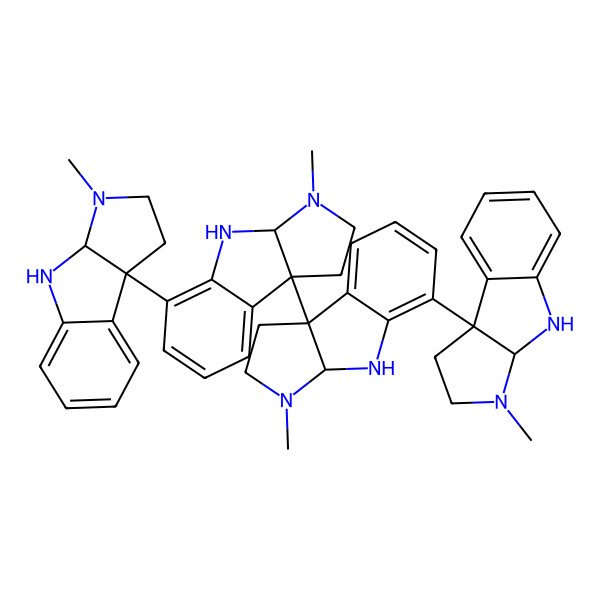 2D Structure of (3aR,8bR)-8b-[(3aS,8bS)-5-[(3aR,8bR)-3-methyl-1,2,3a,4-tetrahydropyrrolo[2,3-b]indol-8b-yl]-3-methyl-1,2,3a,4-tetrahydropyrrolo[2,3-b]indol-8b-yl]-5-[(3aR,8bR)-3-methyl-1,2,3a,4-tetrahydropyrrolo[2,3-b]indol-8b-yl]-3-methyl-1,2,3a,4-tetrahydropyrrolo[2,3-b]indole