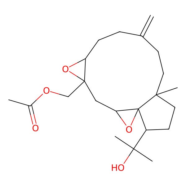 2D Structure of [(1R,3S,5S,7R,13S,16S)-16-(2-hydroxypropan-2-yl)-13-methyl-10-methylidene-2,6-dioxatetracyclo[11.3.0.01,3.05,7]hexadecan-5-yl]methyl acetate