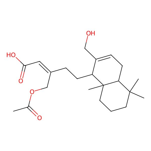 2D Structure of 3-(Acetyloxymethyl)-5-[2-(hydroxymethyl)-5,5,8a-trimethyl-1,4,4a,6,7,8-hexahydronaphthalen-1-yl]pent-2-enoic acid