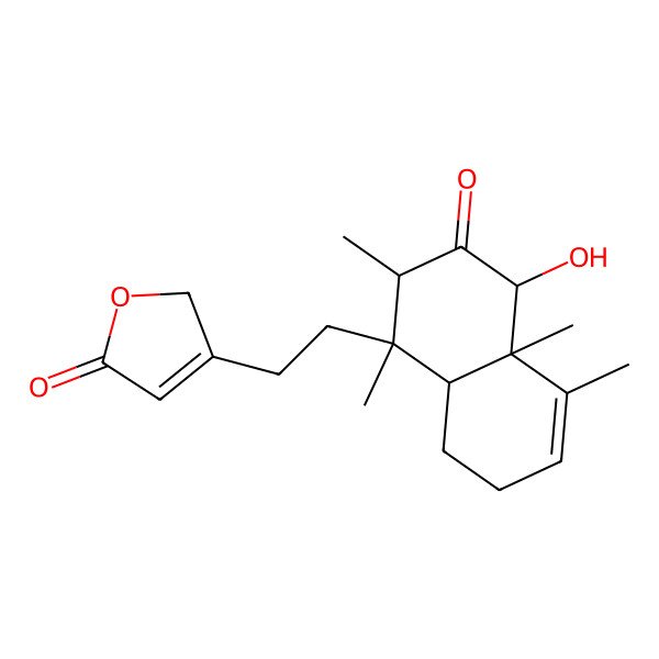 2D Structure of 3-[2-[(1R,2S,4R,4aR,8aR)-4-hydroxy-1,2,4a,5-tetramethyl-3-oxo-4,7,8,8a-tetrahydro-2H-naphthalen-1-yl]ethyl]-2H-furan-5-one