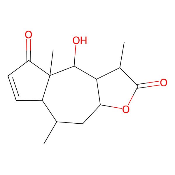 2D Structure of (1R,3aS,5R,5aR,8aR,9S,9aS)-9-hydroxy-1,5,8a-trimethyl-3a,4,5,5a,9,9a-hexahydro-1H-azuleno[6,7-b]furan-2,8-dione