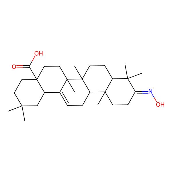 2D Structure of (4aS,6aR,6aS,6bR,8aR,10Z,12aR,14bS)-10-hydroxyimino-2,2,6a,6b,9,9,12a-heptamethyl-3,4,5,6,6a,7,8,8a,11,12,13,14b-dodecahydro-1H-picene-4a-carboxylic acid