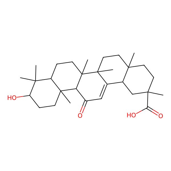 2D Structure of (2R,4aR,6aR,6bS,10R,12aR,14bS)-10-hydroxy-2,4a,6a,6b,9,9,12a-heptamethyl-13-oxo-3,4,5,6,6a,7,8,8a,10,11,12,14b-dodecahydro-1H-picene-2-carboxylic acid