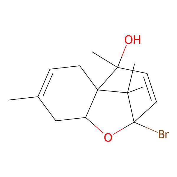 2D Structure of 6H-2,5a-Methano-1-benzoxepin-5-ol, 2-bromo-2,5,9,9a-tetrahydro-5,8,10,10-tetramethyl-