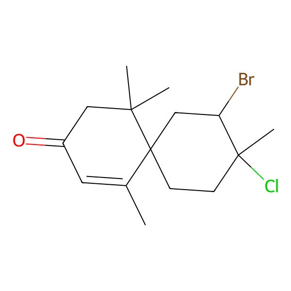 2D Structure of (6R)-10-bromo-9-chloro-1,5,5,9-tetramethylspiro[5.5]undec-1-en-3-one