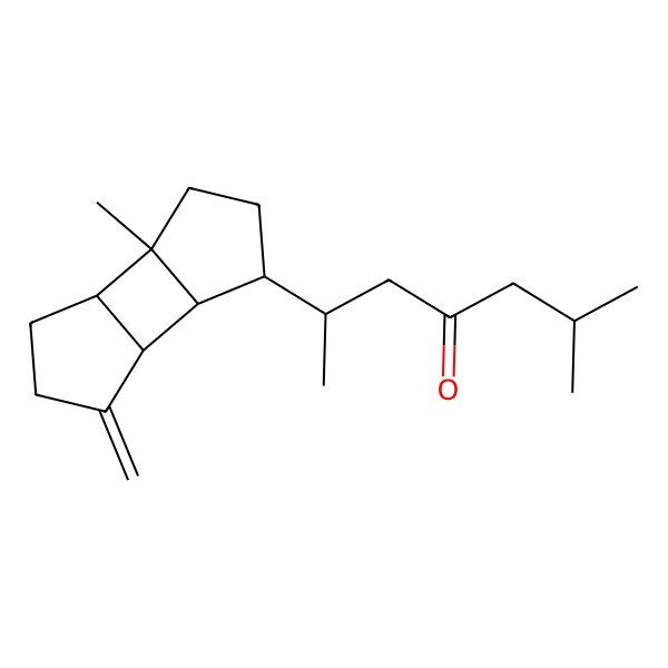 2D Structure of (6R)-2-methyl-6-[(1S,2R,3R,6S,7R)-6-methyl-10-methylidene-3-tricyclo[5.3.0.02,6]decanyl]heptan-4-one