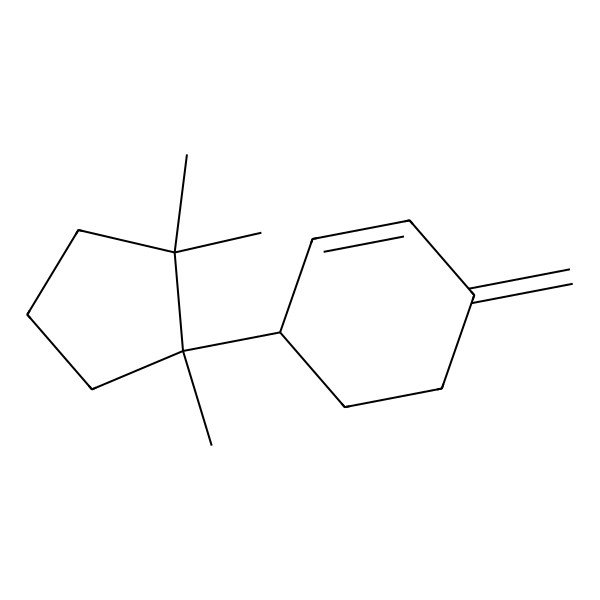2D Structure of (6R)-3-Methylidene-6-(1,2,2-trimethylcyclopentyl)cyclohex-1-ene 2D Structure of (6R)-3-Methylidene-6-(1,2,2-trimethylcyclopentyl)cyclohex-1-ene