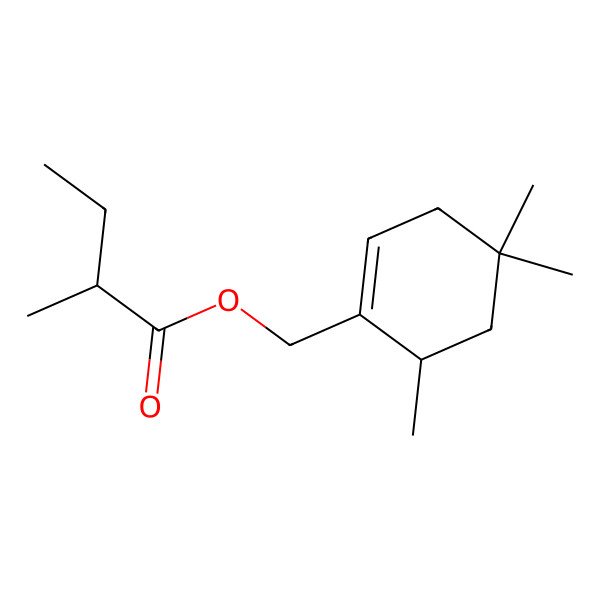 2D Structure of [(6R)-4,4,6-trimethylcyclohexen-1-yl]methyl (2R)-2-methylbutanoate