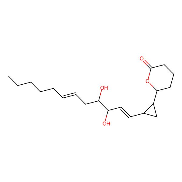 2D Structure of (6R)-6-[(1S,2R)-2-[(1E,3R,4S,6Z)-3,4-dihydroxydodeca-1,6-dienyl]cyclopropyl]oxan-2-one