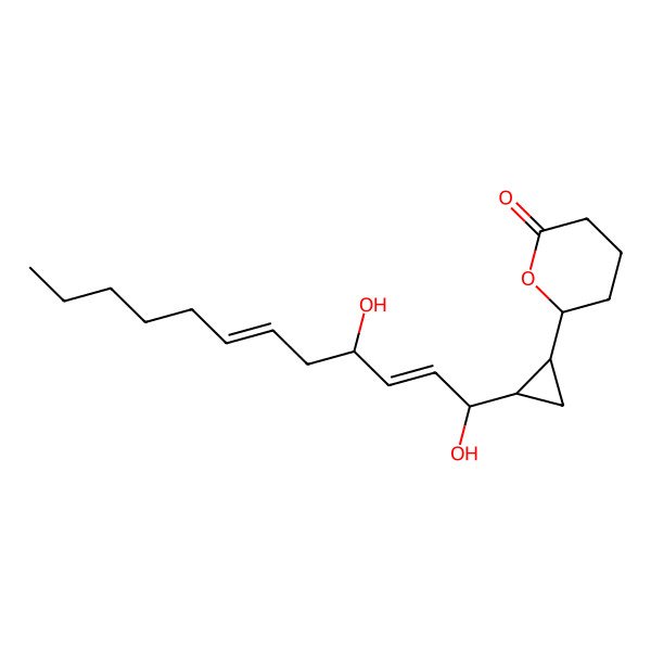 2D Structure of (6R)-6-[(1S,2S)-2-[(1S,2E,4S,6Z)-1,4-dihydroxydodeca-2,6-dienyl]cyclopropyl]oxan-2-one