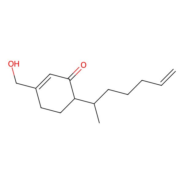 2D Structure of (6R)-6-[(2R)-hept-6-en-2-yl]-3-(hydroxymethyl)cyclohex-2-en-1-one