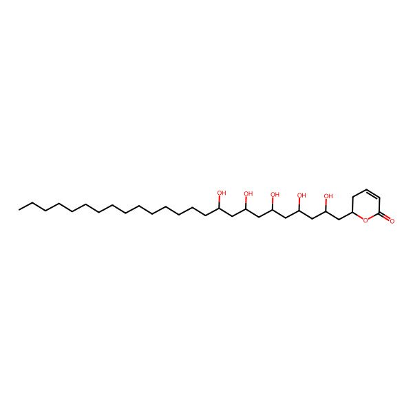 2D Structure of (6R)-6-[(2R,4R,6R,8R,10S)-2,4,6,8,10-pentahydroxypentacosyl]-5,6-dihydro-2H-pyran-2-one