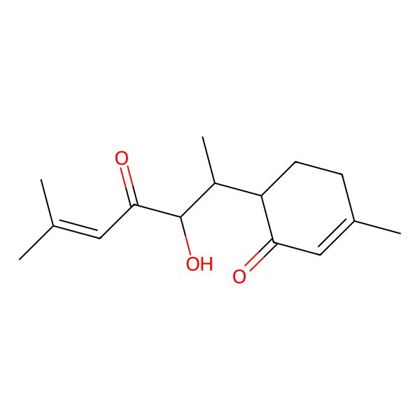 2D Structure of (6R)-6-[(2S,3R)-3-hydroxy-6-methyl-4-oxohept-5-en-2-yl]-3-methylcyclohex-2-en-1-one
