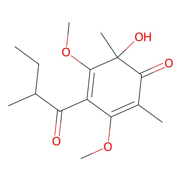 2D Structure of (6R)-6-hydroxy-3,5-dimethoxy-2,6-dimethyl-4-[(2R)-2-methylbutanoyl]cyclohexa-2,4-dien-1-one
