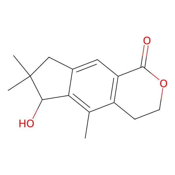 2D Structure of (6R)-6-hydroxy-5,7,7-trimethyl-3,4,6,8-tetrahydrocyclopenta[g]isochromen-1-one