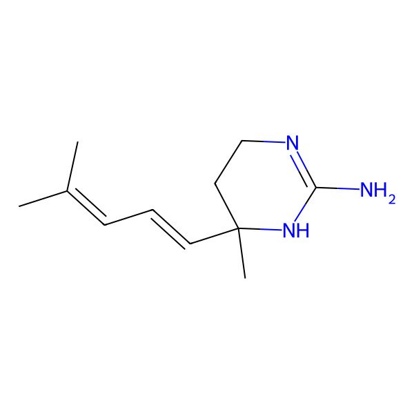 2D Structure of (6R)-6-methyl-6-[(1E)-4-methylpenta-1,3-dienyl]-4,5-dihydro-1H-pyrimidin-2-amine