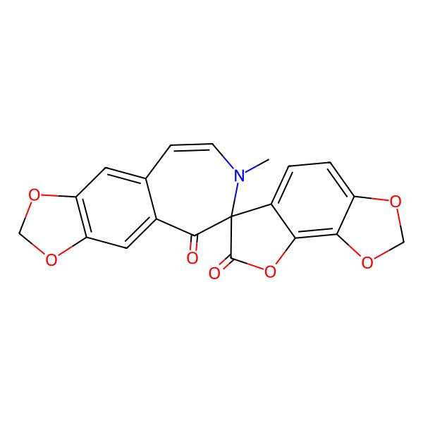 2D Structure of (6R)-7-methylspiro[[1,3]dioxolo[4,5-h][3]benzazepine-6,6'-furo[3,2-g][1,3]benzodioxole]-5,7'-dione