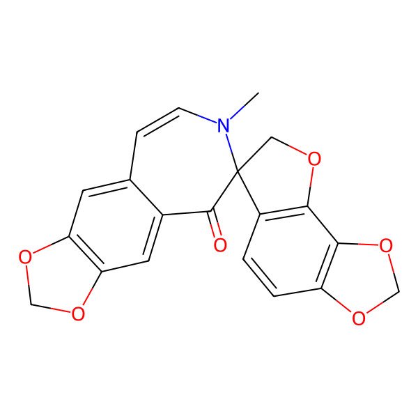 2D Structure of (6R)-7'-methylspiro[7H-furo[3,2-g][1,3]benzodioxole-6,6'-[1,3]dioxolo[4,5-h][3]benzazepine]-5'-one