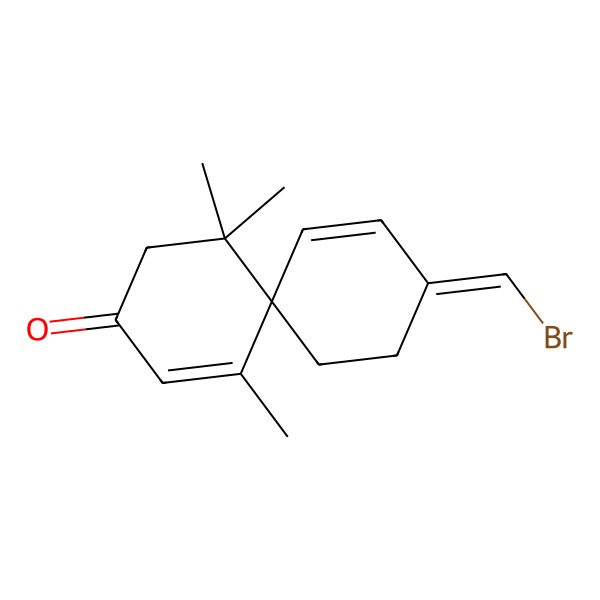 2D Structure of (6R)-9-(bromomethylidene)-1,5,5-trimethylspiro[5.5]undeca-1,10-dien-3-one