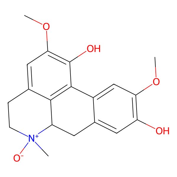 2D Structure of (6R,6aS)-2,10-dimethoxy-6-methyl-6-oxido-5,6,6a,7-tetrahydro-4H-dibenzo[de,g]quinolin-6-ium-1,9-diol