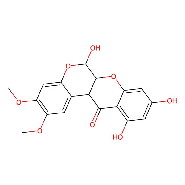 2D Structure of (6R,6aS,12aR)-6,9,11-trihydroxy-2,3-dimethoxy-6a,12a-dihydro-6H-chromeno[3,4-b]chromen-12-one