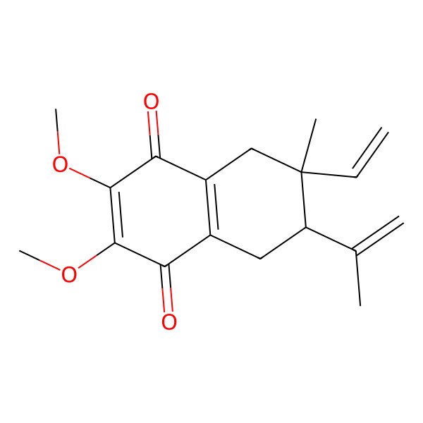 2D Structure of (6R,7S)-7-ethenyl-2,3-dimethoxy-7-methyl-6-prop-1-en-2-yl-6,8-dihydro-5H-naphthalene-1,4-dione 2D Structure of (6R,7S)-7-ethenyl-2,3-dimethoxy-7-methyl-6-prop-1-en-2-yl-6,8-dihydro-5H-naphthalene-1,4-dione