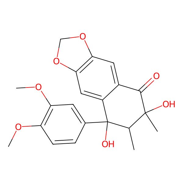 2D Structure of (6R,7S,8S)-8-(3,4-dimethoxyphenyl)-6,8-dihydroxy-6,7-dimethyl-7H-benzo[f][1,3]benzodioxol-5-one