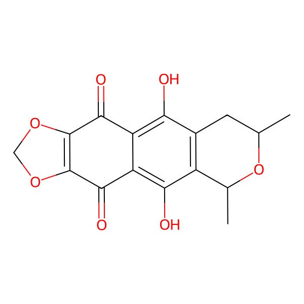2D Structure of (6R,8S)-5,10-dihydroxy-6,8-dimethyl-8,9-dihydro-6H-[1,3]benzodioxolo[6,5-g]isochromene-4,11-dione