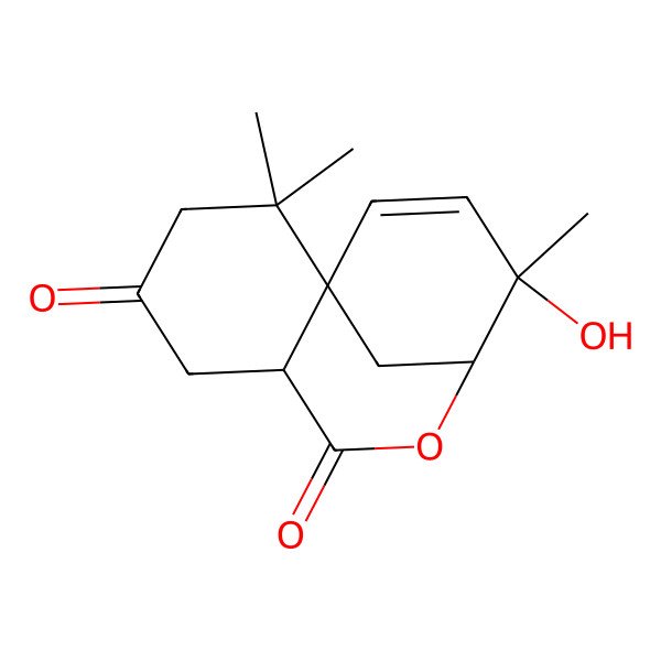 2D Structure of (6S)-10-hydroxy-2,2,10-trimethyl-8-oxatricyclo[7.3.1.01,6]tridec-11-ene-4,7-dione