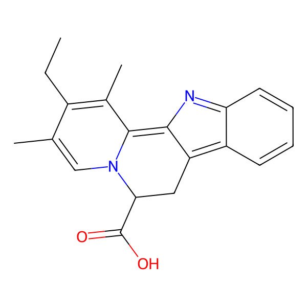 2D Structure of (6S)-2-ethyl-1,3-dimethyl-6,7-dihydroindolo[2,3-a]quinolizine-6-carboxylic acid