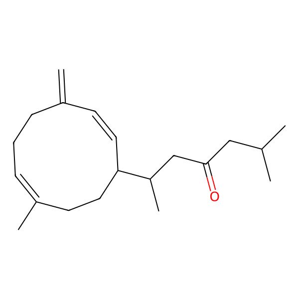 2D Structure of (6S)-2-methyl-6-[(1R,2E,7E)-8-methyl-4-methylidenecyclodeca-2,7-dien-1-yl]heptan-4-one