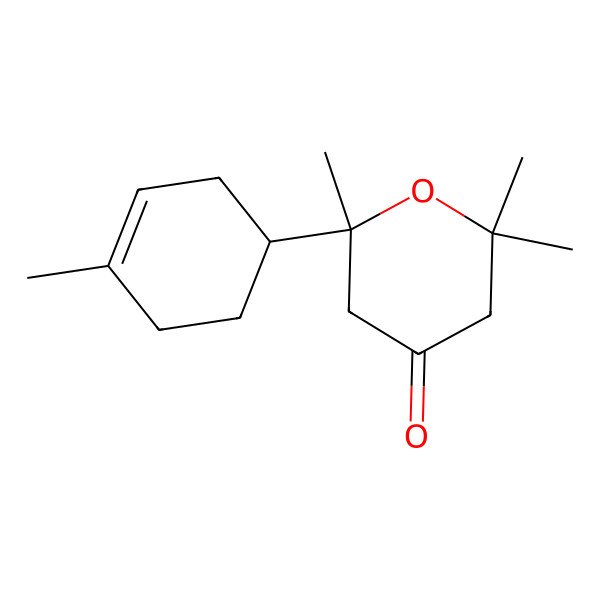2D Structure of (6S)-2,2,6-trimethyl-6-[(1R)-4-methylcyclohex-3-en-1-yl]oxan-4-one