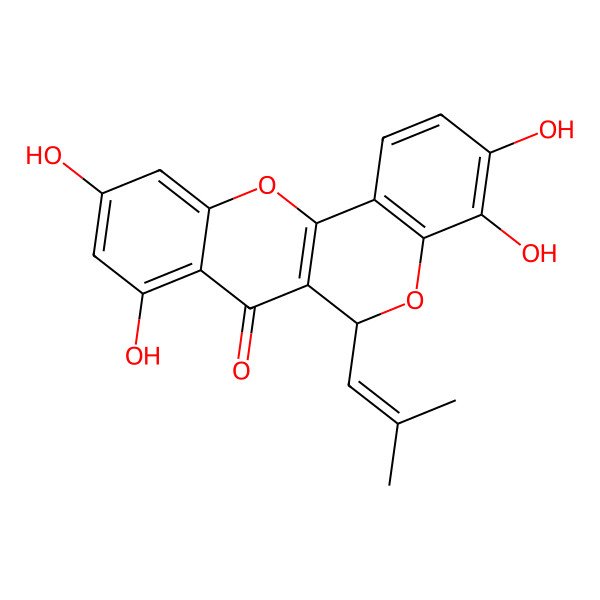 2D Structure of (6S)-3,4,8,10-tetrahydroxy-6-(2-methylprop-1-enyl)-6H-chromeno[4,3-b]chromen-7-one