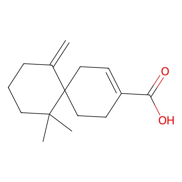 2D Structure of (6S)-5,5-dimethyl-1-methylidenespiro[5.5]undec-9-ene-9-carboxylic acid