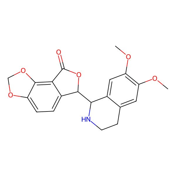 2D Structure of (6S)-6-[(1R)-6,7-dimethoxy-1,2,3,4-tetrahydroisoquinolin-1-yl]-6H-furo[3,4-g][1,3]benzodioxol-8-one