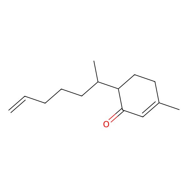 2D Structure of (6S)-6-[(2R)-hept-6-en-2-yl]-3-methylcyclohex-2-en-1-one