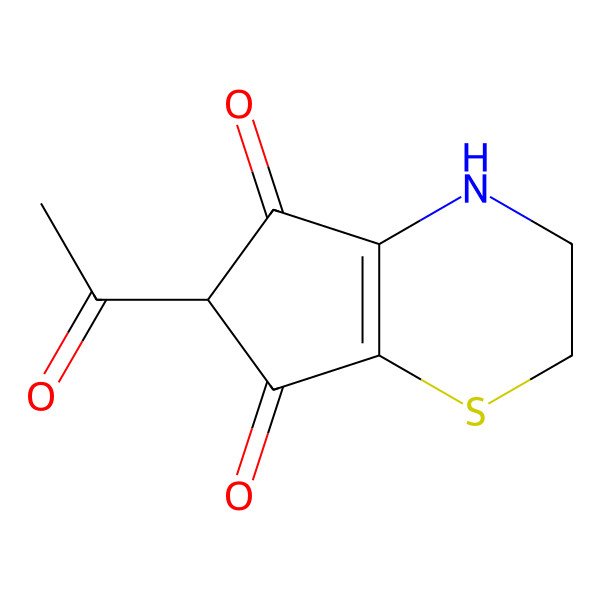 2D Structure of (6S)-6-acetyl-3,4-dihydro-2H-cyclopenta[b][1,4]thiazine-5,7-dione