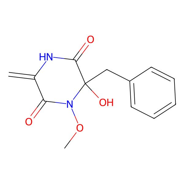 2D Structure of (6S)-6-benzyl-6-hydroxy-1-methoxy-3-methylidenepiperazine-2,5-dione