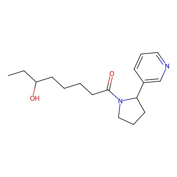2D Structure of (6S)-6-hydroxy-1-[(2R)-2-pyridin-3-ylpyrrolidin-1-yl]octan-1-one