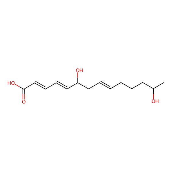 2D Structure of (6S,13R)-6,13-dihydroxy-2E,4E,8E-tetradecatrienoic acid