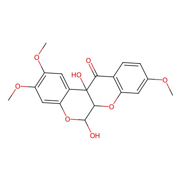 2D Structure of (6S,6aS,12aR)-6,12a-dihydroxy-2,3,9-trimethoxy-6,6a-dihydrochromeno[3,4-b]chromen-12-one