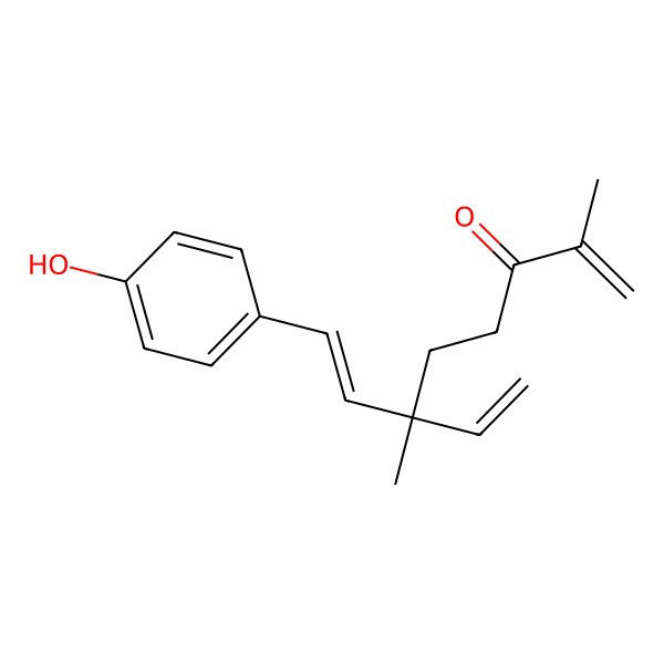 2D Structure of (6S,7E)-6-ethenyl-8-(4-hydroxyphenyl)-2,6-dimethylocta-1,7-dien-3-one