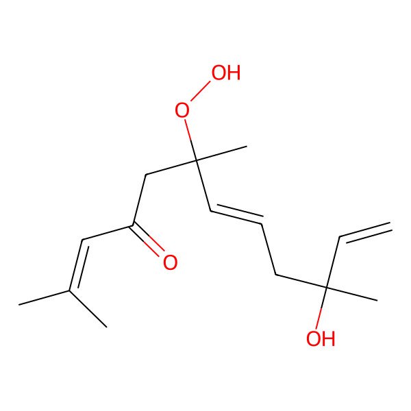 2D Structure of (6S,7E,10S)-6-hydroperoxy-10-hydroxy-2,6,10-trimethyldodeca-2,7,11-trien-4-one
