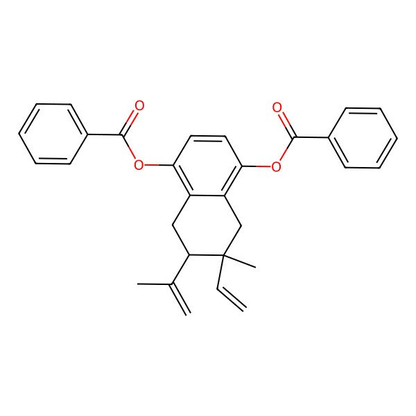 2D Structure of [(6S,7R)-4-benzoyloxy-6-ethenyl-6-methyl-7-prop-1-en-2-yl-7,8-dihydro-5H-naphthalen-1-yl] benzoate